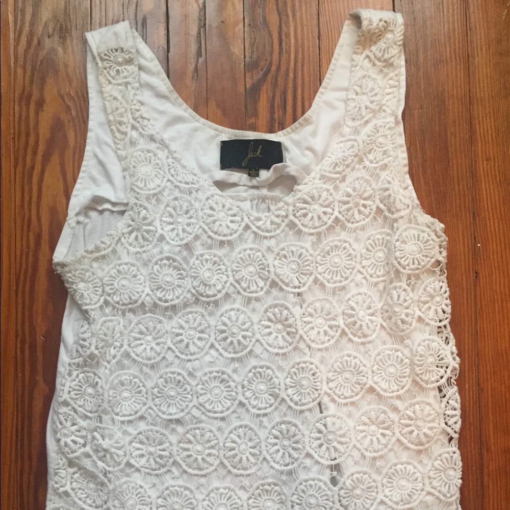 White Tank top with crochet overlay
